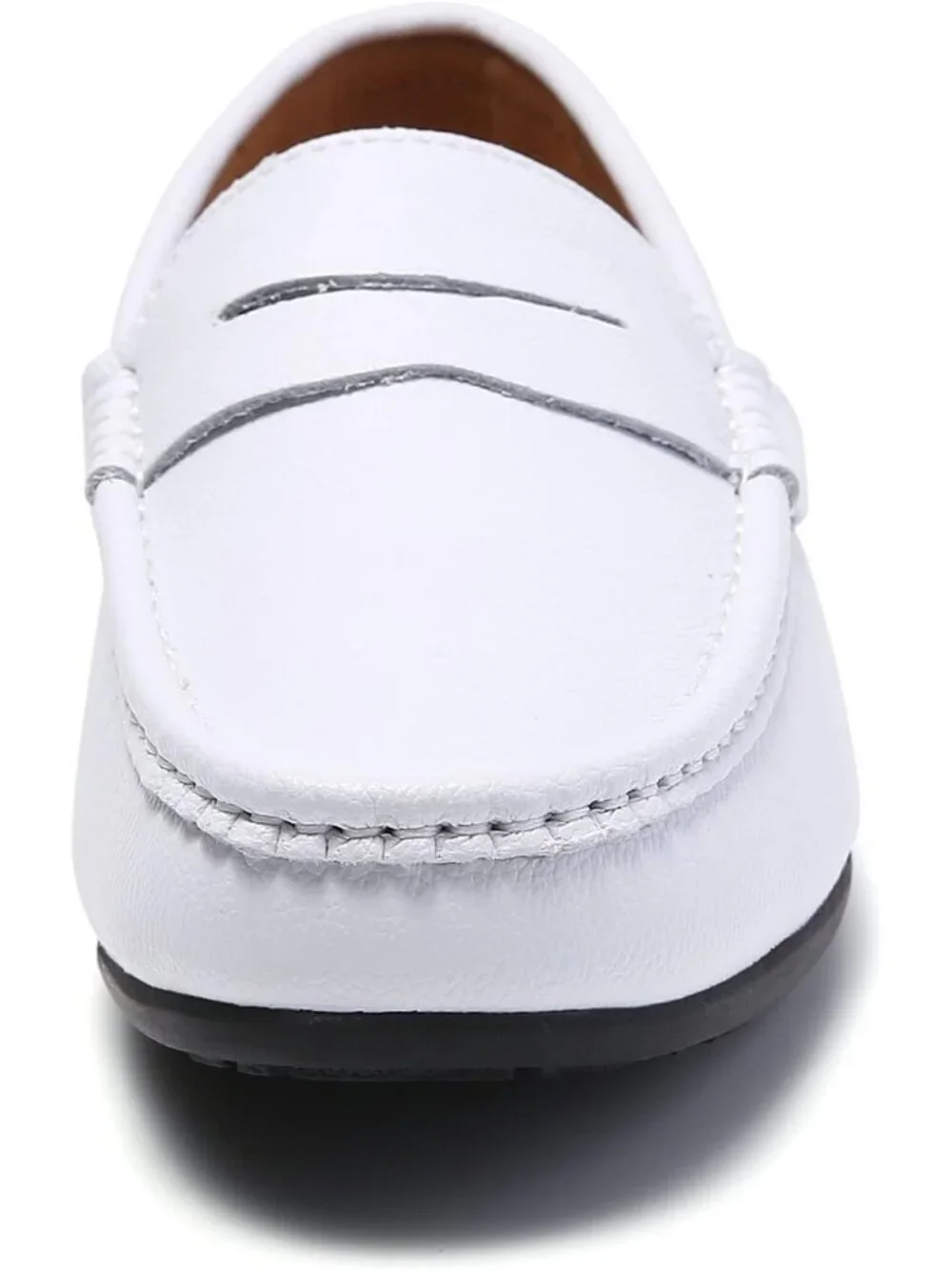 FASHION Men's White Suede Leather Loafers Penny Slip On Walking Casual Shoes